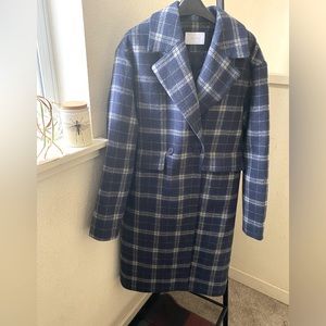 Oak and fort blue plaid coat. Double button. Woman’s small (will fit medium)